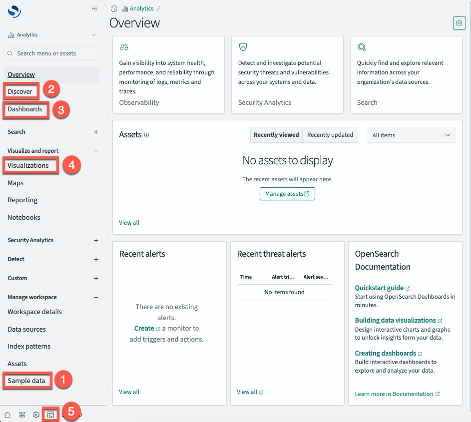 Left navigation within an Analytics workspace