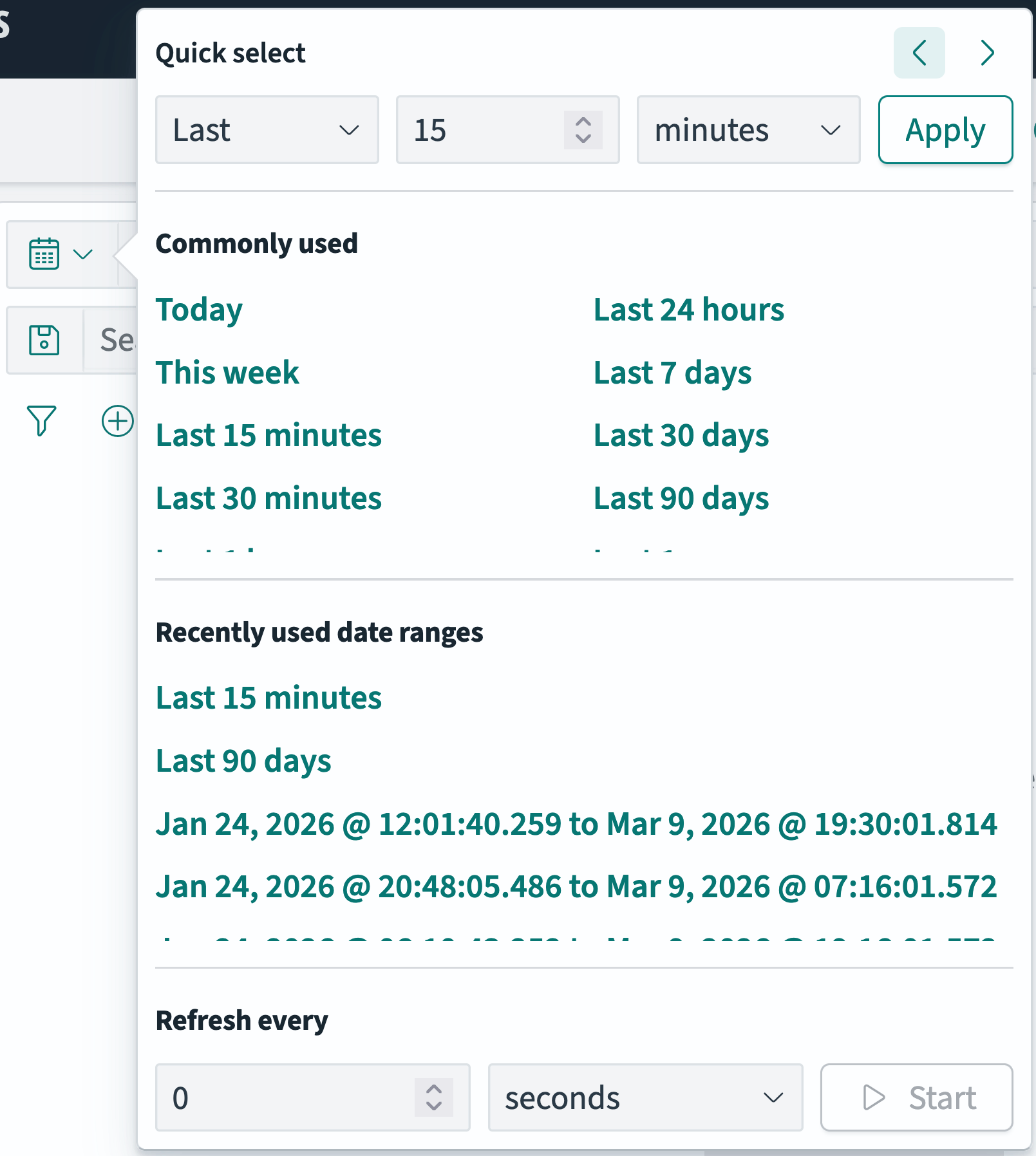 Time range interface