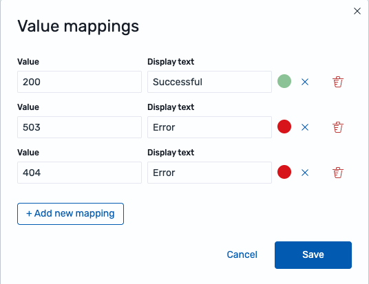 Value mappings options